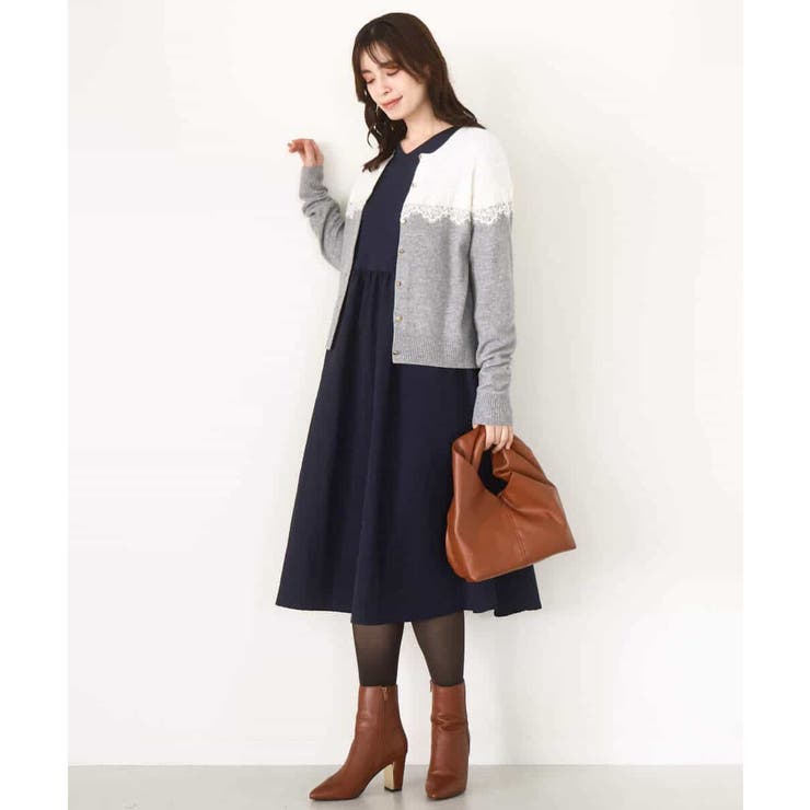 スカラップレース配色ニットカーディガン/洗える/WEB限定サイズあり | OFUON | 詳細画像18 