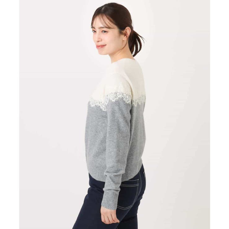スカラップレース配色ニットカーディガン/洗える/WEB限定サイズあり | OFUON | 詳細画像20 