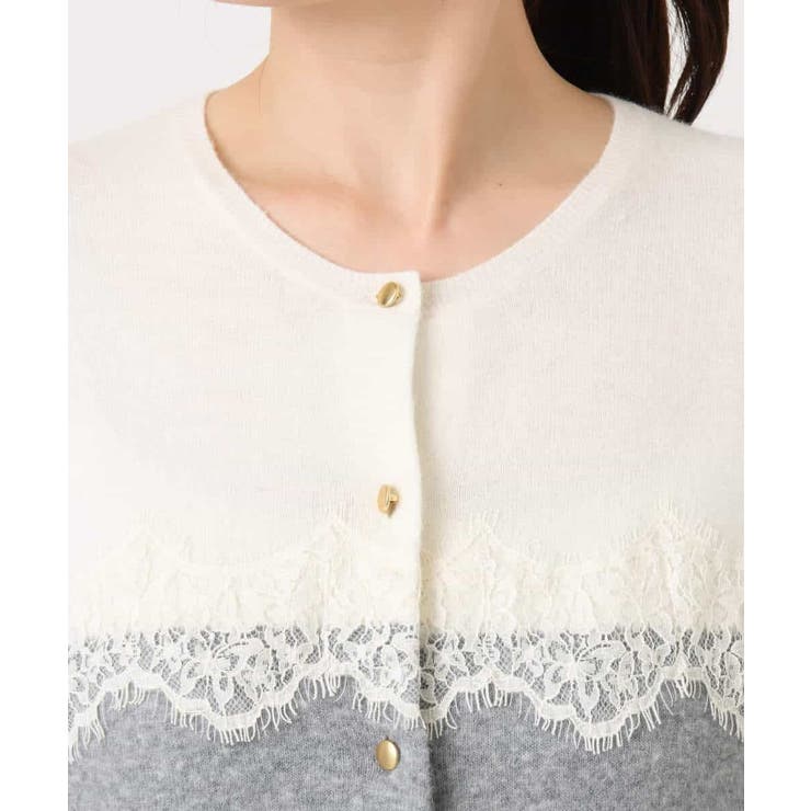 スカラップレース配色ニットカーディガン/洗える/WEB限定サイズあり | OFUON | 詳細画像22 