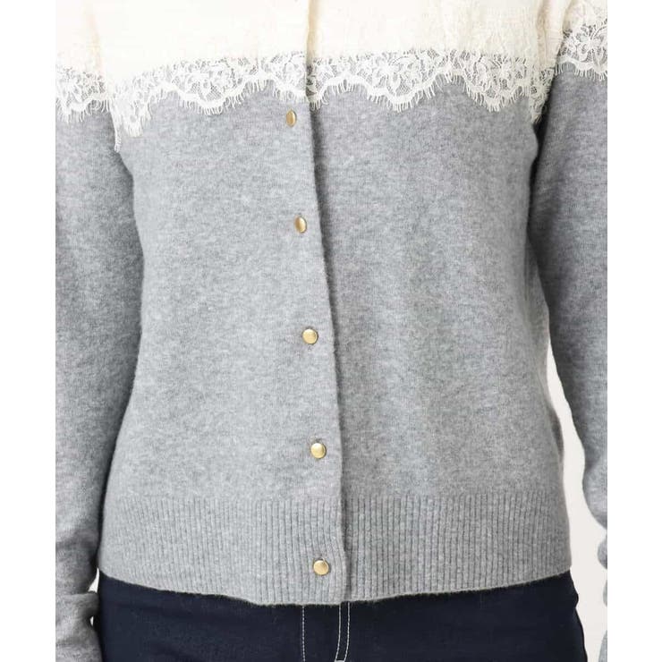 スカラップレース配色ニットカーディガン/洗える/WEB限定サイズあり | OFUON | 詳細画像3 