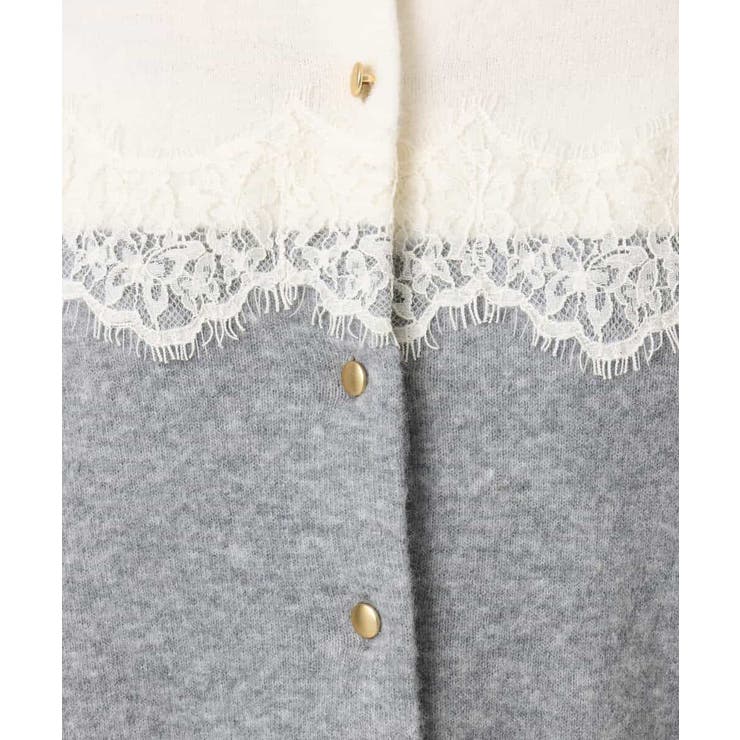 スカラップレース配色ニットカーディガン/洗える/WEB限定サイズあり | OFUON | 詳細画像4 