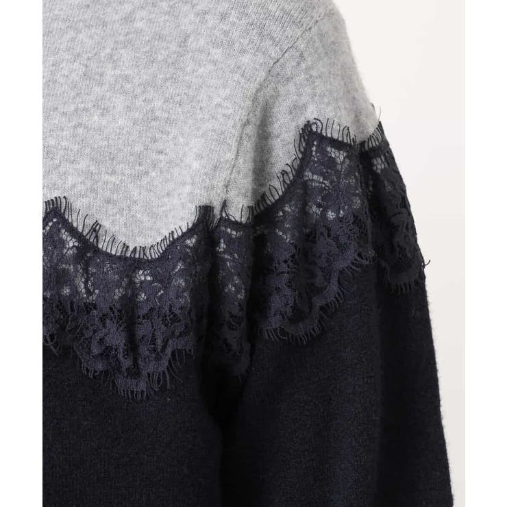 スカラップレース配色ニットカーディガン/洗える/WEB限定サイズあり | OFUON | 詳細画像7 