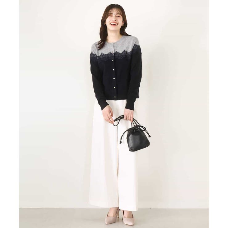 スカラップレース配色ニットカーディガン/洗える/WEB限定サイズあり | OFUON | 詳細画像9 