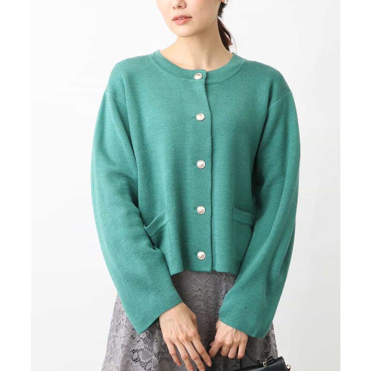 グリーン | ニットカーディガン/洗える | OFUON