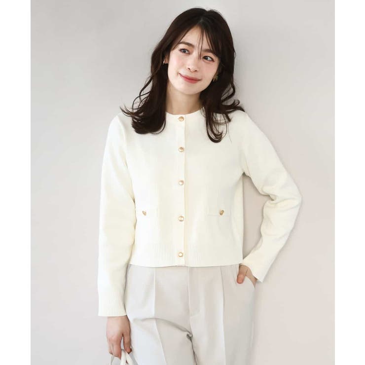 アイボリー | ジャケットライクニットカーディガン/洗える/WEB限定 | OFUON