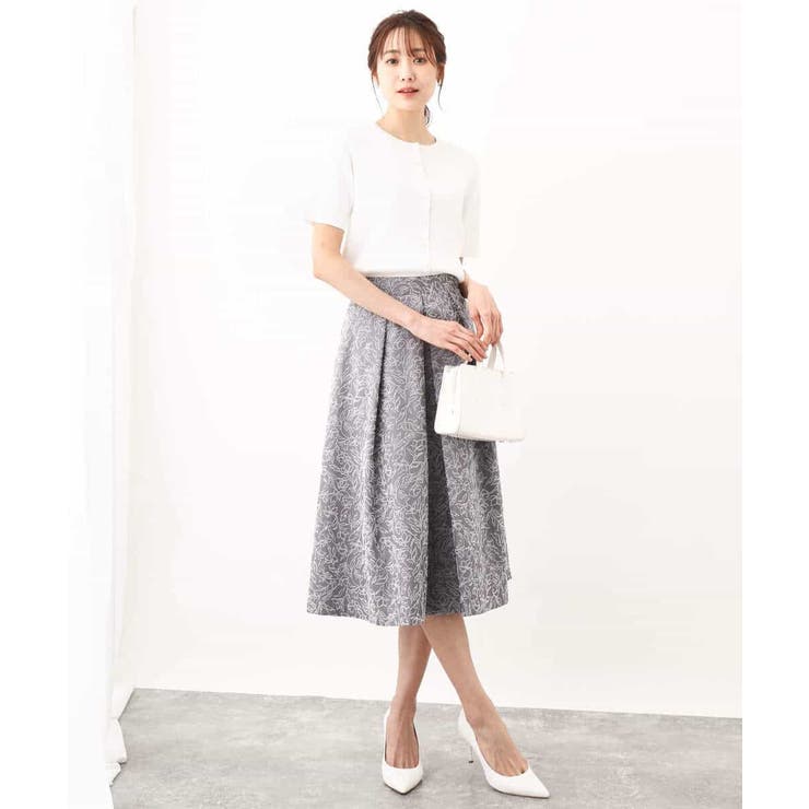 パール調釦デザイン五分袖ニットカーディガン/洗える | OFUON | 詳細画像12 