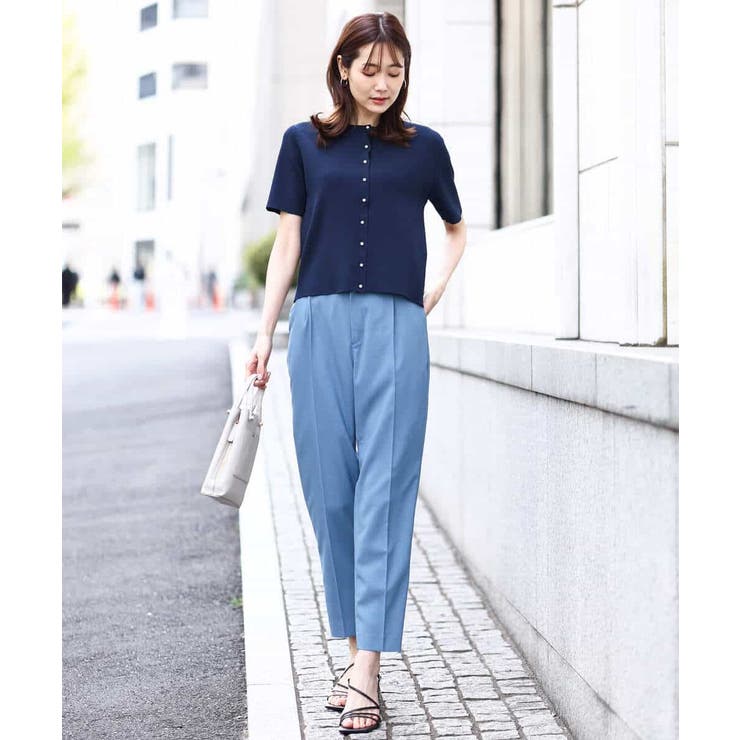 パール調釦デザイン五分袖ニットカーディガン/洗える | OFUON | 詳細画像14 