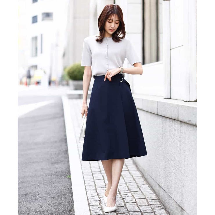 パール調釦デザイン五分袖ニットカーディガン/洗える | OFUON | 詳細画像20 