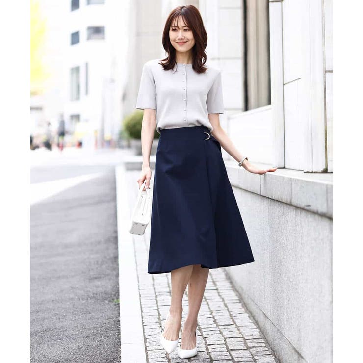 パール調釦デザイン五分袖ニットカーディガン/洗える | OFUON | 詳細画像21 