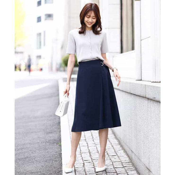 パール調釦デザイン五分袖ニットカーディガン/洗える | OFUON | 詳細画像22 