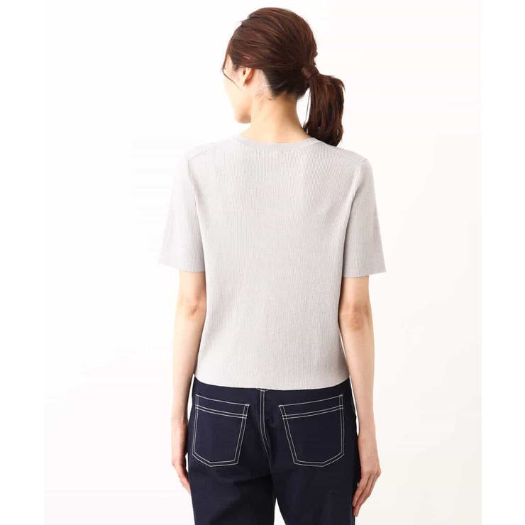 パール調釦デザイン五分袖ニットカーディガン/洗える | OFUON | 詳細画像26 