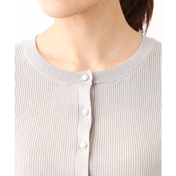 パール調釦デザイン五分袖ニットカーディガン/洗える | OFUON | 詳細画像27 