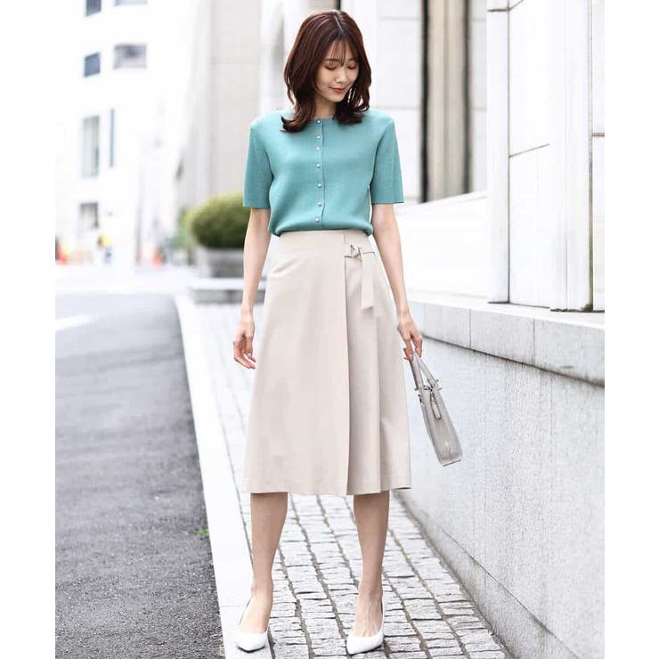 パール調釦デザイン五分袖ニットカーディガン/洗える | OFUON | 詳細画像5 