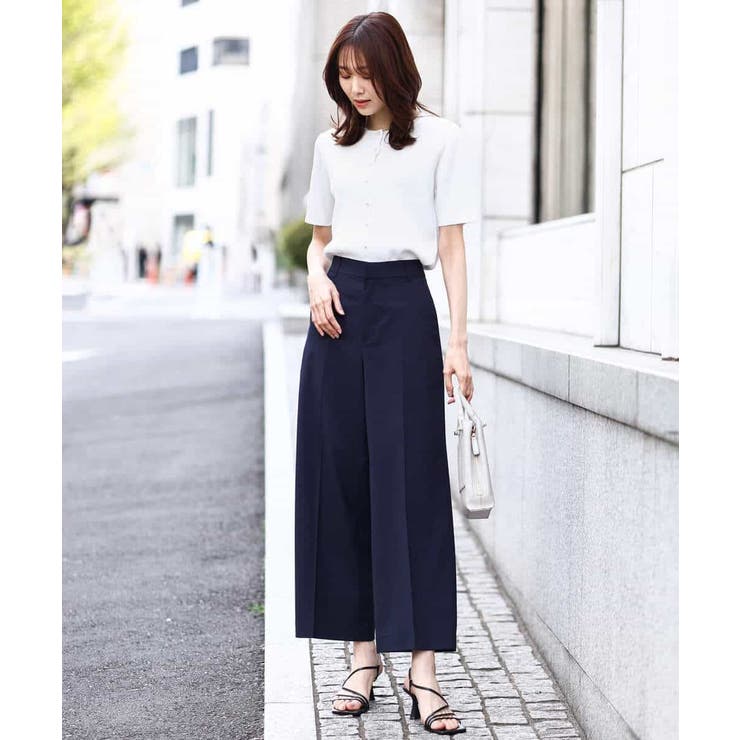 パール調釦デザイン五分袖ニットカーディガン/洗える | OFUON | 詳細画像8 