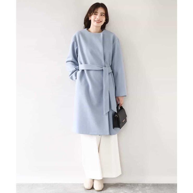 ウール混ノーカラーコート/WEB限定サイズあり | OFUON | 詳細画像10 