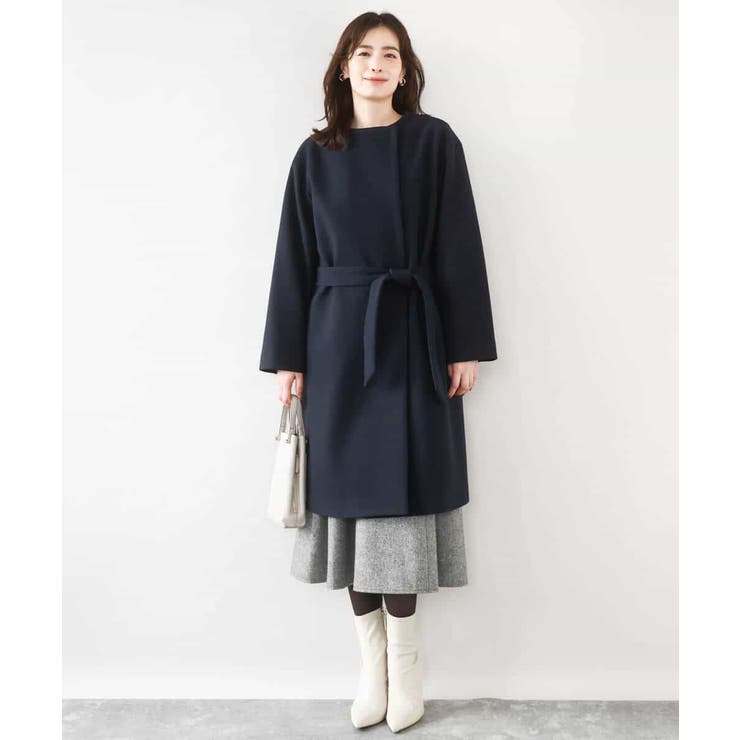 ウール混ノーカラーコート/WEB限定サイズあり | OFUON | 詳細画像2 