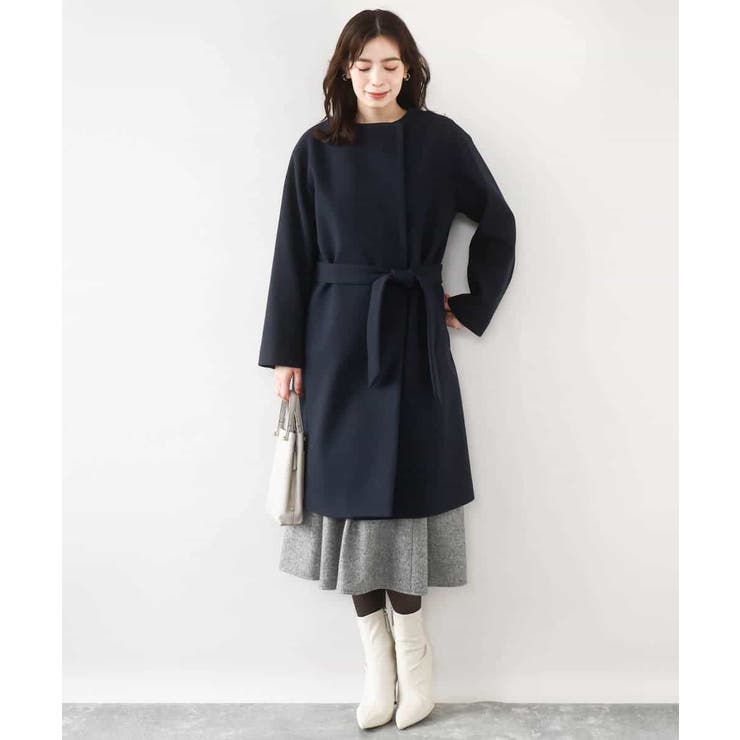 ウール混ノーカラーコート/WEB限定サイズあり | OFUON | 詳細画像4 