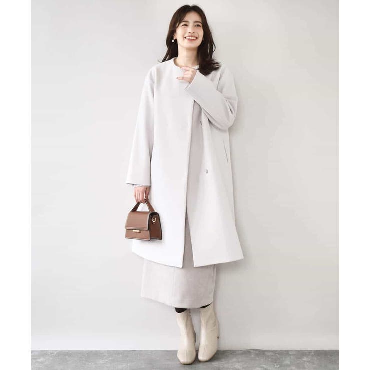 ウール混ノーカラーコート/WEB限定サイズあり | OFUON | 詳細画像7 