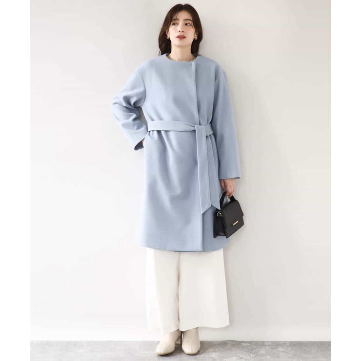 ウール混ノーカラーコート/WEB限定サイズあり | OFUON | 詳細画像9 
