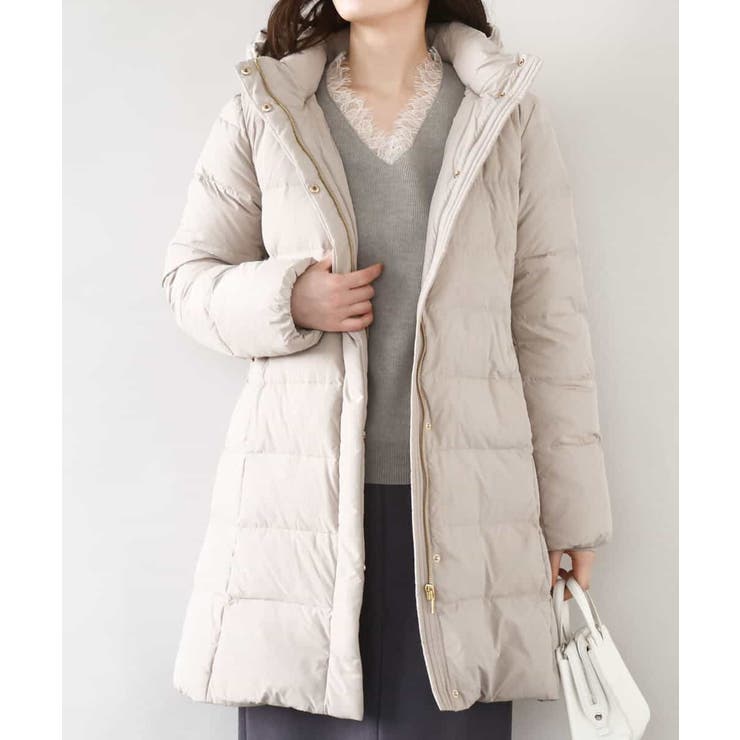 ベージュ | ベルト付きスムースタフタロングダウン/WEB限定サイズあり | OFUON