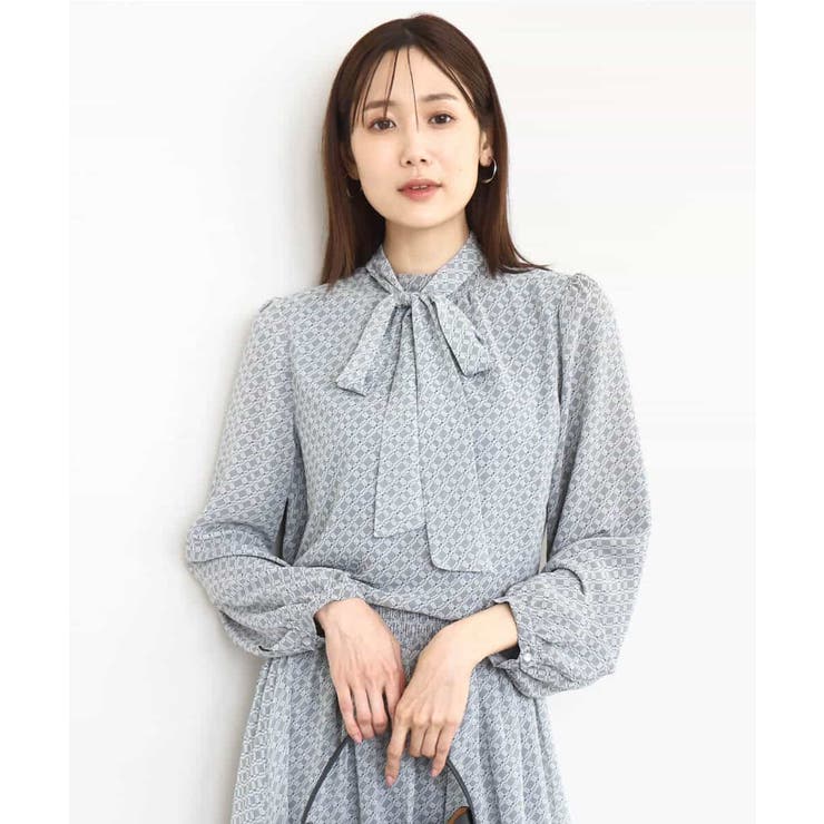 チェック柄ボウタイシフォンブラウス/洗える | MK MICHEL KLEIN | 詳細画像15 