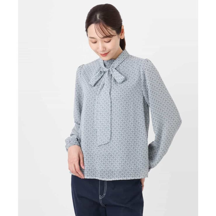 チェック柄ボウタイシフォンブラウス/洗える | MK MICHEL KLEIN | 詳細画像36 