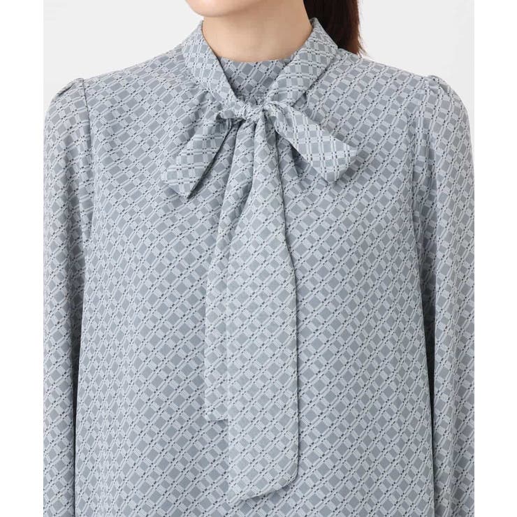 チェック柄ボウタイシフォンブラウス/洗える | MK MICHEL KLEIN | 詳細画像37 
