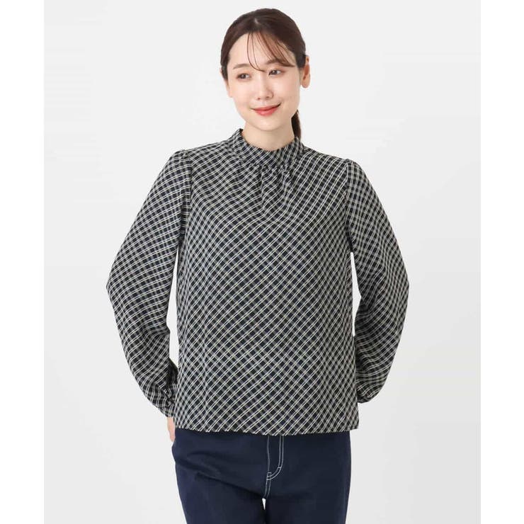 チェック柄ボウタイシフォンブラウス/洗える | MK MICHEL KLEIN | 詳細画像39 