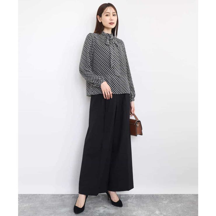 チェック柄ボウタイシフォンブラウス/洗える | MK MICHEL KLEIN | 詳細画像8 