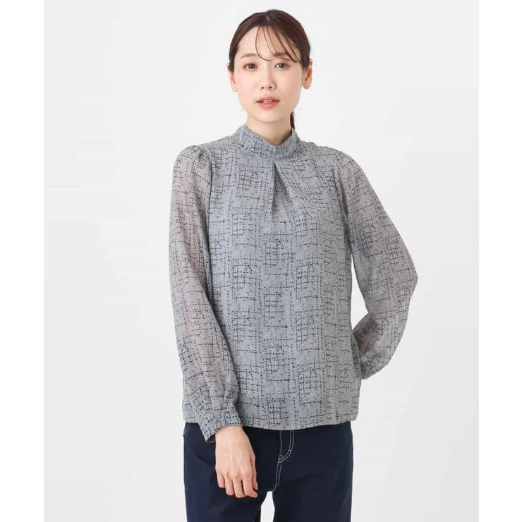 ツイード調チェックプリント シフォンブラウス/洗える | MK MICHEL KLEIN | 詳細画像16 