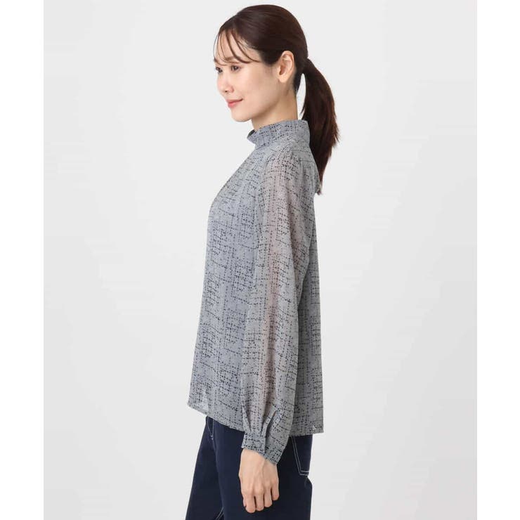 ツイード調チェックプリント シフォンブラウス/洗える | MK MICHEL KLEIN | 詳細画像17 