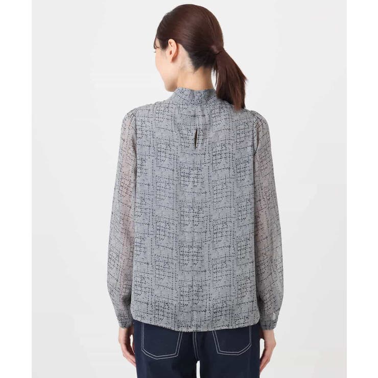 ツイード調チェックプリント シフォンブラウス/洗える | MK MICHEL KLEIN | 詳細画像18 