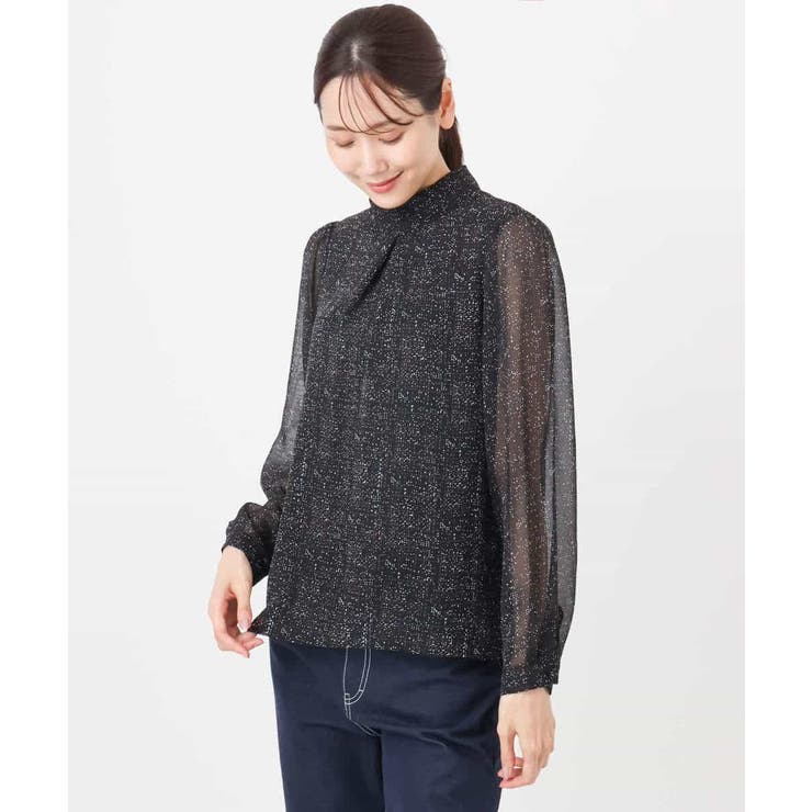 ツイード調チェックプリント シフォンブラウス/洗える | MK MICHEL KLEIN | 詳細画像24 