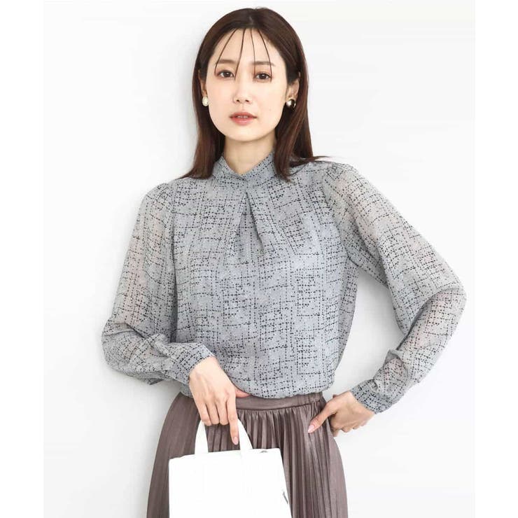 ツイード調チェックプリント シフォンブラウス/洗える | MK MICHEL KLEIN | 詳細画像9 