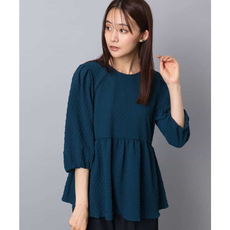 エンボス加工ペプラムブラウス/洗える | MK MICHEL KLEIN | 詳細画像2 