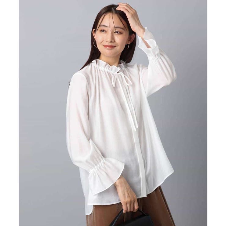 フリルネックディティールブラウス/洗える | MK MICHEL KLEIN | 詳細画像2 