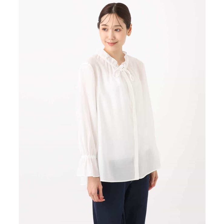 フリルネックディティールブラウス/洗える | MK MICHEL KLEIN | 詳細画像23 