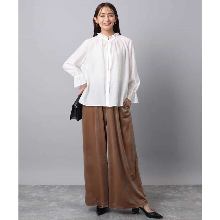 フリルネックディティールブラウス/洗える | MK MICHEL KLEIN | 詳細画像3 