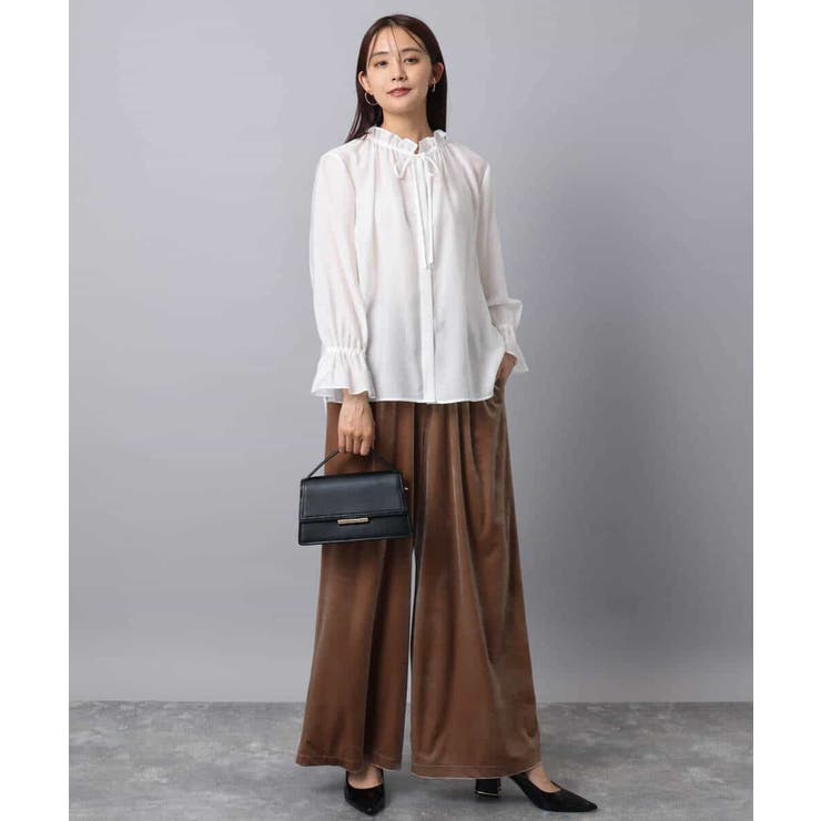 フリルネックディティールブラウス/洗える | MK MICHEL KLEIN | 詳細画像4 