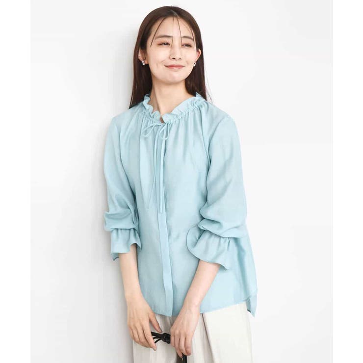 フリルネックディティールブラウス/洗える | MK MICHEL KLEIN | 詳細画像9 