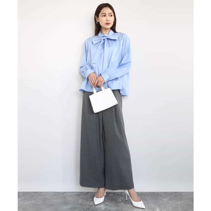 ボウタイ付きスタンドネックコットンブラウス/洗える | MK MICHEL KLEIN | 詳細画像20 