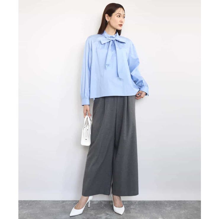 ボウタイ付きスタンドネックコットンブラウス/洗える | MK MICHEL KLEIN | 詳細画像22 