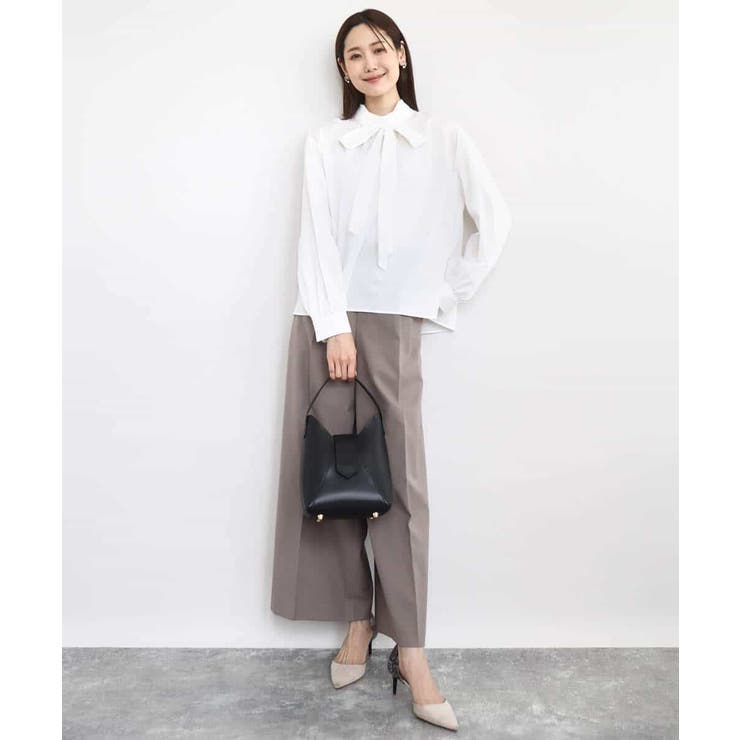 ボウタイ付きスタンドネックコットンブラウス/洗える | MK MICHEL KLEIN | 詳細画像3 