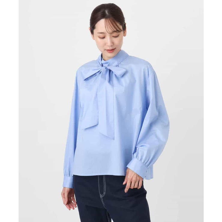 ボウタイ付きスタンドネックコットンブラウス/洗える | MK MICHEL KLEIN | 詳細画像30 