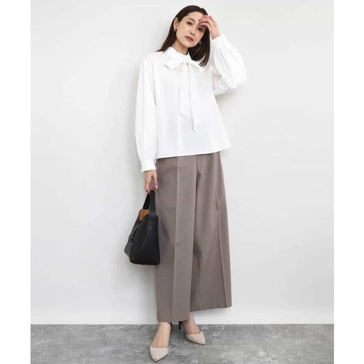 ボウタイ付きスタンドネックコットンブラウス/洗える | MK MICHEL KLEIN | 詳細画像5 