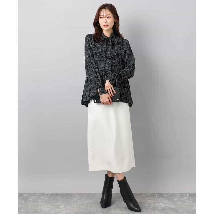 パウダーサテン ボウタイブラウス/洗える | MK MICHEL KLEIN | 詳細画像16 