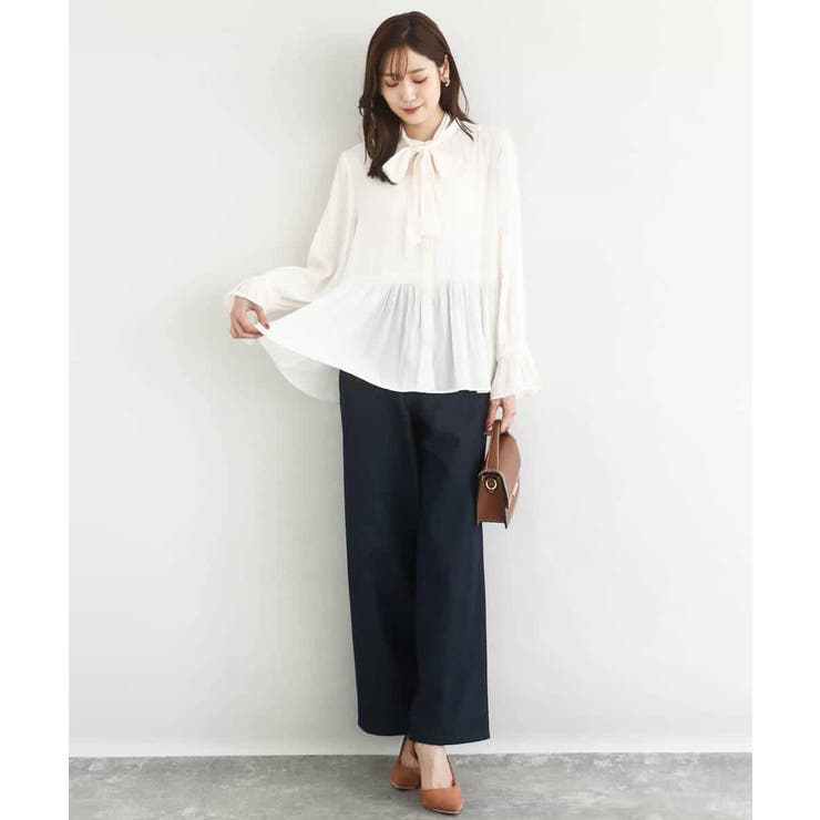 パウダーサテン ボウタイブラウス/洗える | MK MICHEL KLEIN | 詳細画像3 