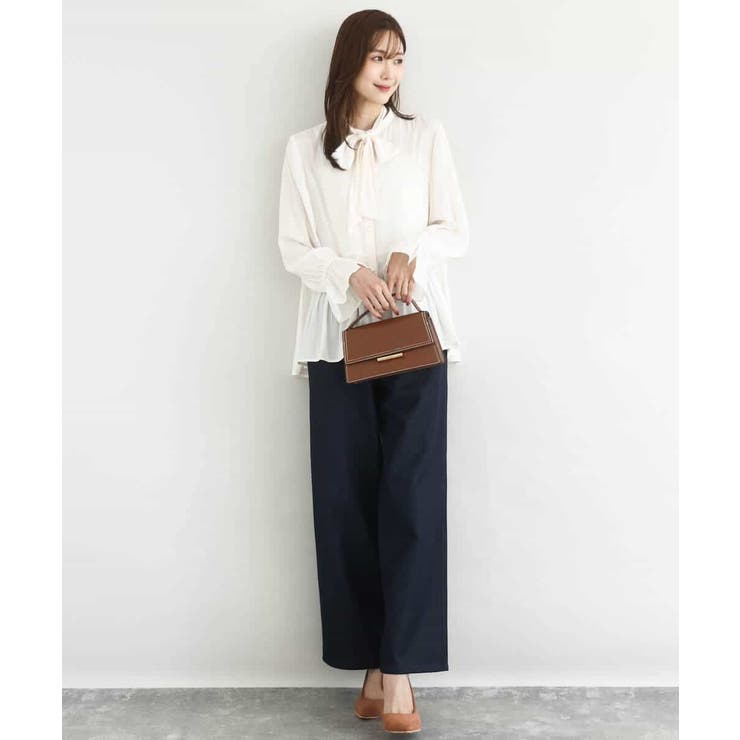 パウダーサテン ボウタイブラウス/洗える | MK MICHEL KLEIN | 詳細画像4 