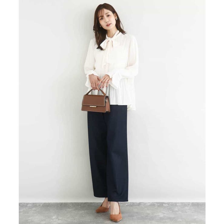 パウダーサテン ボウタイブラウス/洗える | MK MICHEL KLEIN | 詳細画像5 