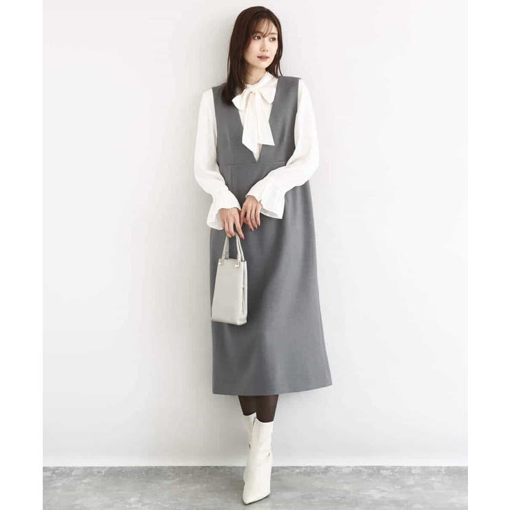 パウダーサテン ボウタイブラウス/洗える | MK MICHEL KLEIN | 詳細画像7 